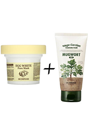 Skinfood Egg White Pore Mask + Vege Garden Cleansing Foam Mugwort 150ml